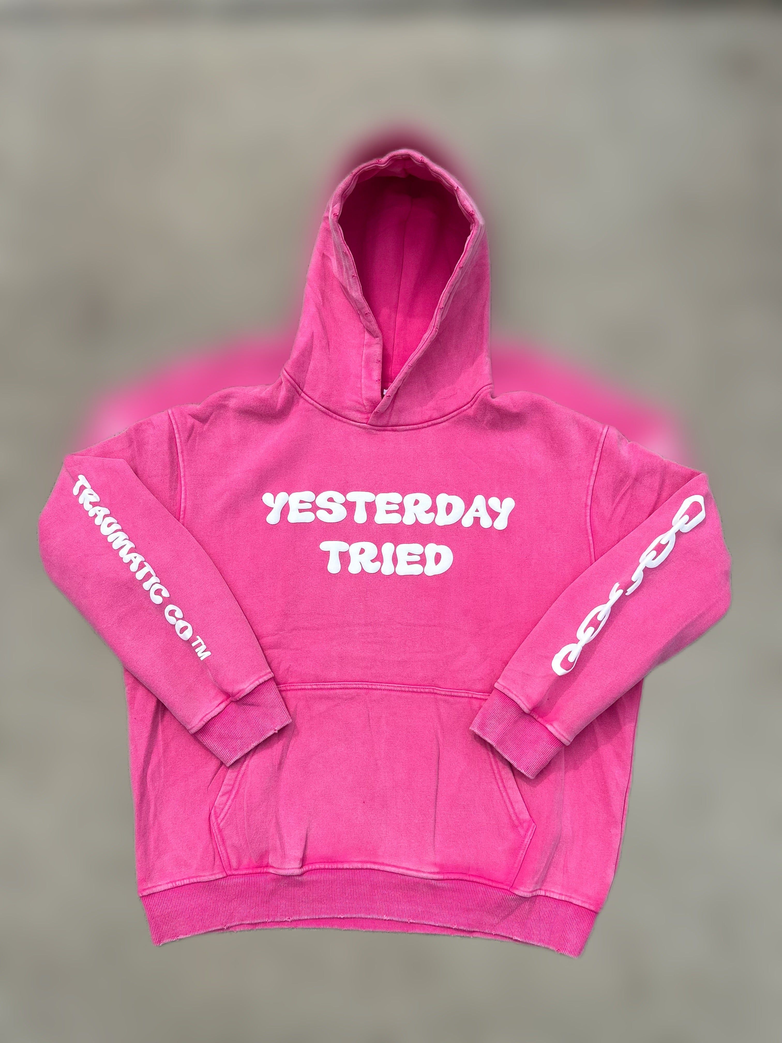 Yesterday Tried, Today Survived - Oversized Acid Wash Hoodie (Unisex)