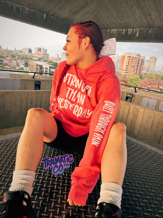 Stronger Than Yesterday Hoodie – Traumatic Co™ (Pink)