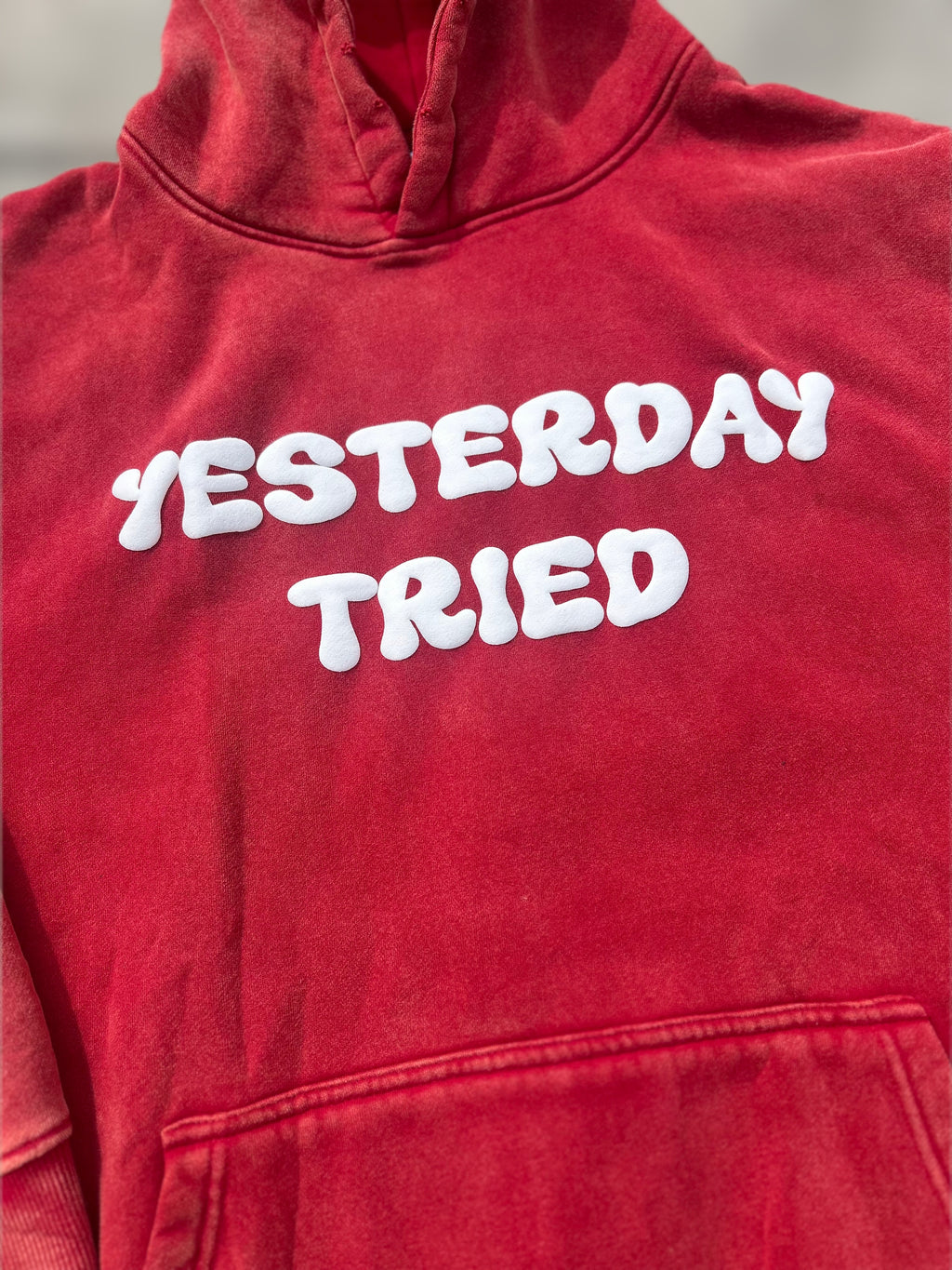 Yesterday Tried, Today Survived - Oversized Acid Wash Hoodie (Unisex)