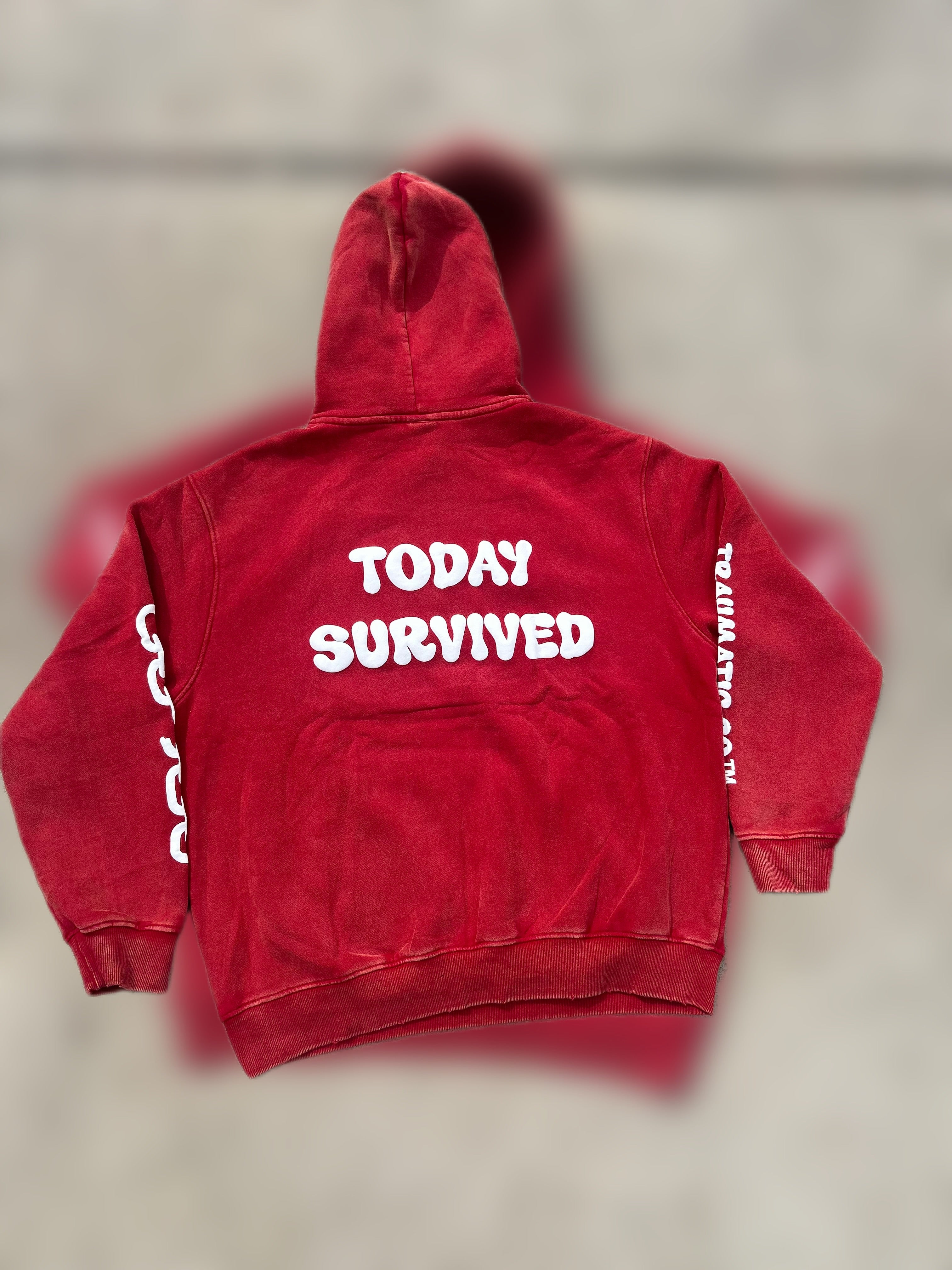 Yesterday Tried, Today Survived - Oversized Acid Wash Hoodie (Unisex)