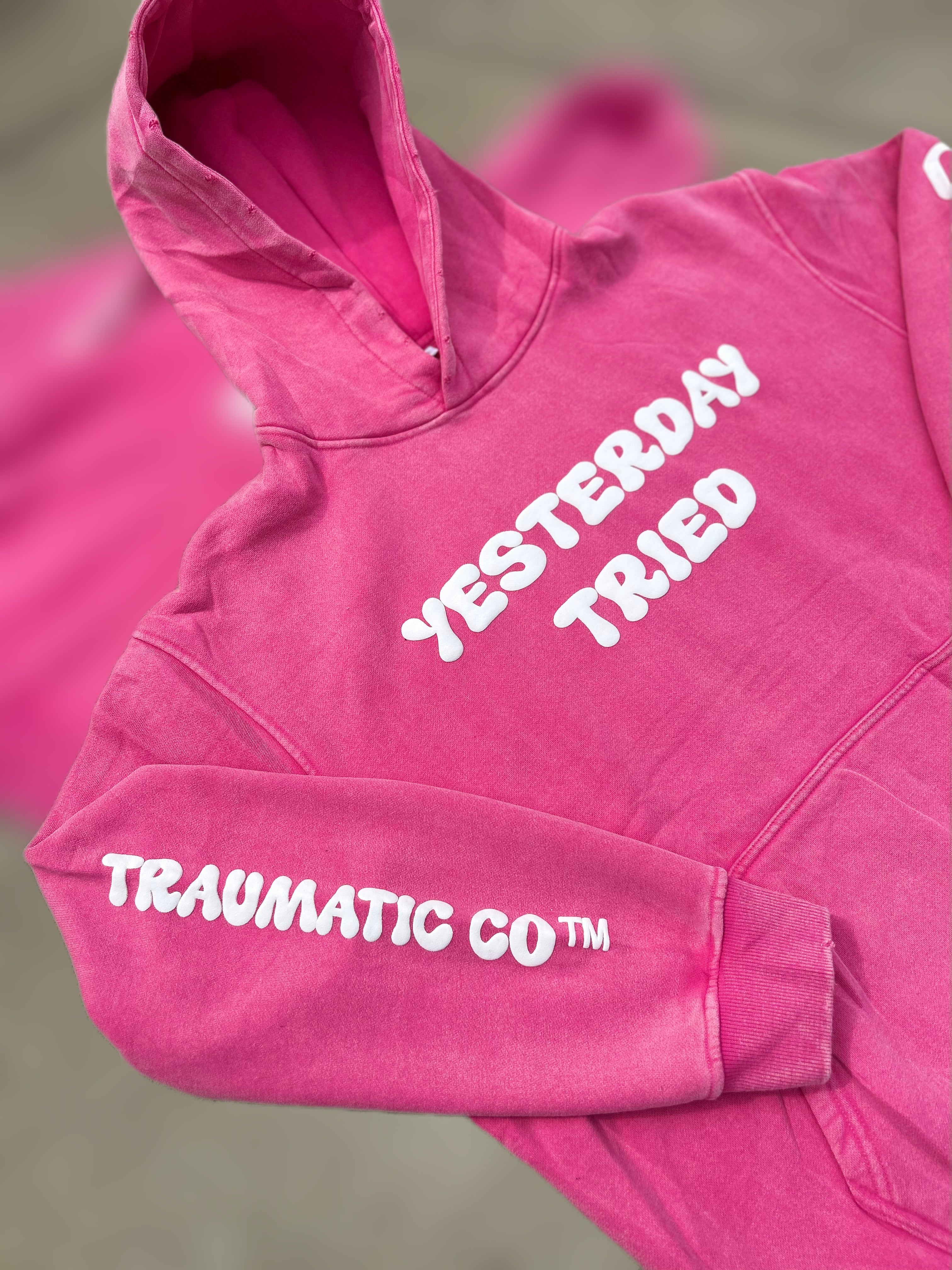 Yesterday Tried, Today Survived - Oversized Acid Wash Hoodie (Unisex)