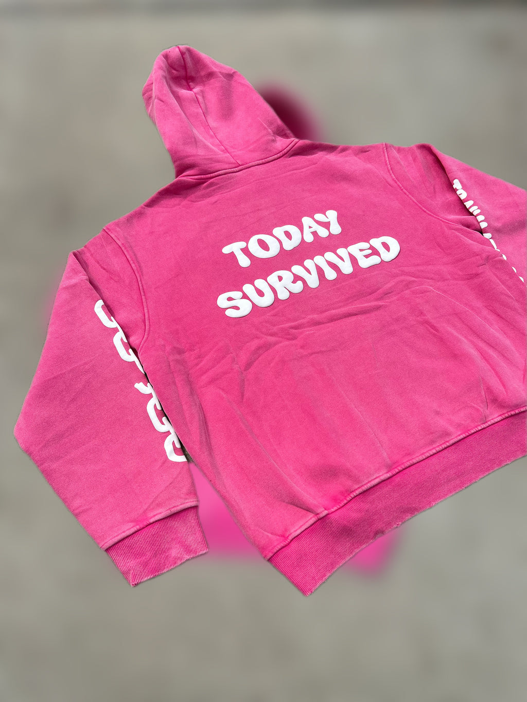 Yesterday Tried, Today Survived - Oversized Acid Wash Hoodie (Unisex)