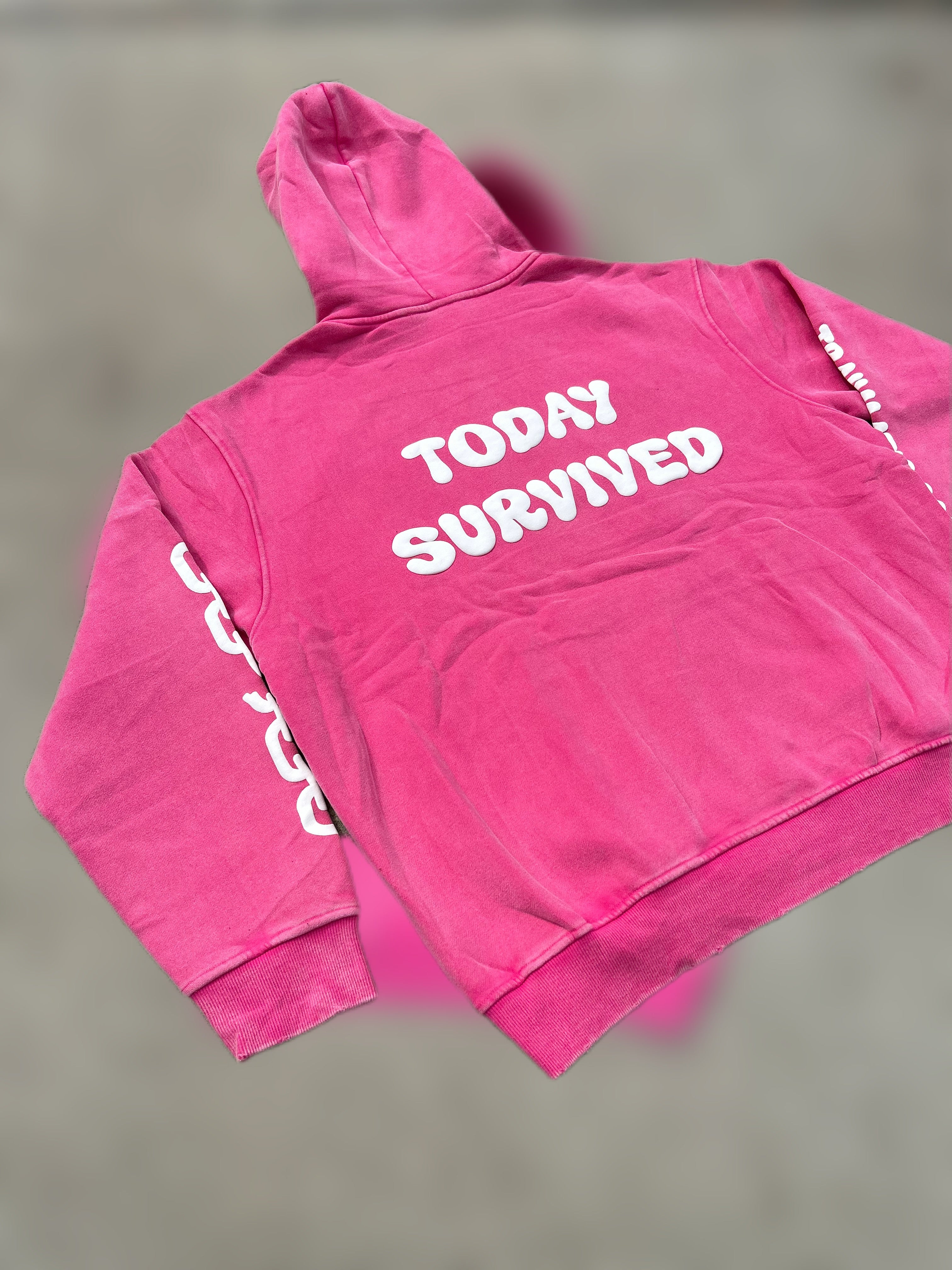 Yesterday Tried, Today Survived - Oversized Acid Wash Hoodie (Unisex)