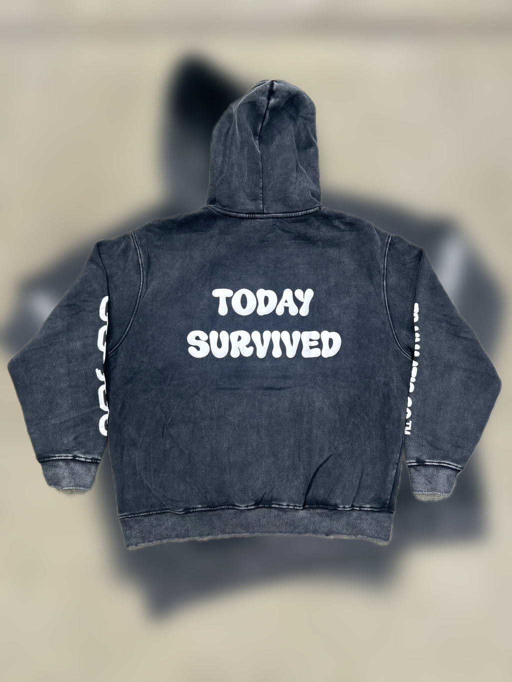 Yesterday Tried, Today Survived - Oversized Acid Wash Hoodie (Unisex)