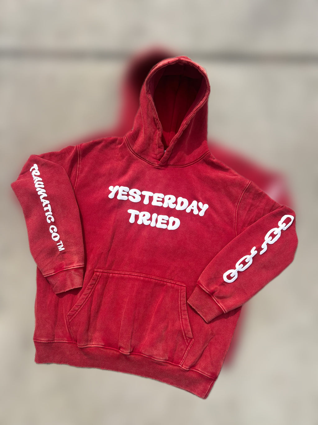 Yesterday Tried, Today Survived - Oversized Acid Wash Hoodie (Unisex)