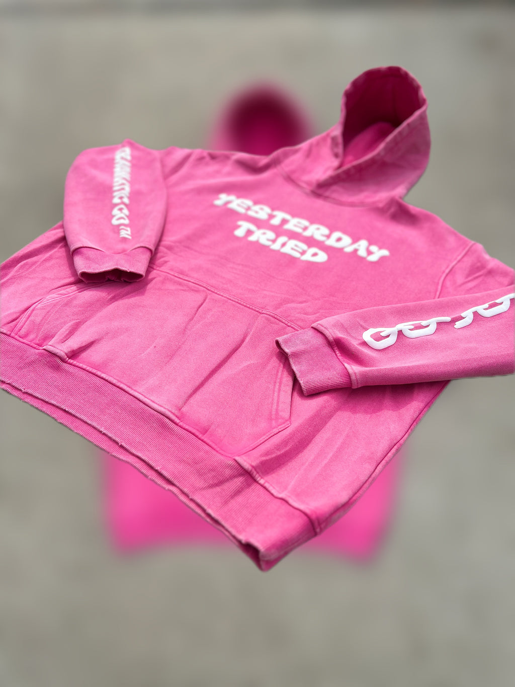 Yesterday Tried, Today Survived - Oversized Acid Wash Hoodie (Unisex)